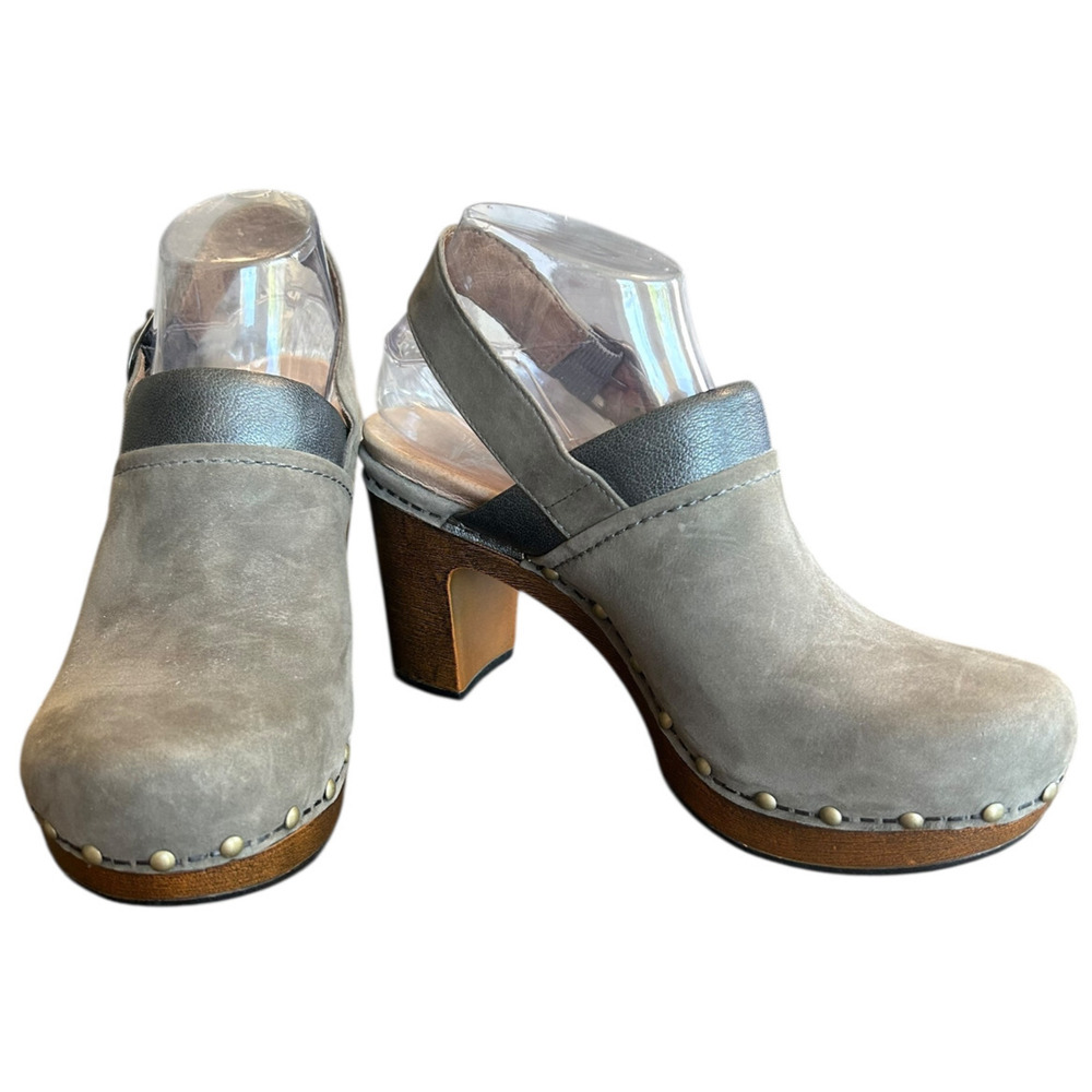 Dansko Womens Dell Clogs 38 Green Nubuck Leather Slingback